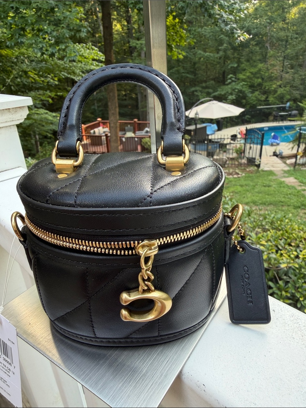 Coach NWT  Black Quilted Leather Trail Mini Crossbody Bag with Gold Hardware - Picture 8 of 14